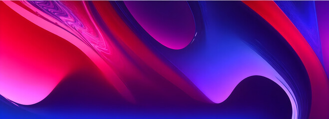 Abstract liquid wavy shapes futuristic banner. Glowing retro waves background
