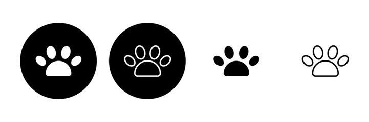 Paw icon set. paw print icon vector. dog or cat paw