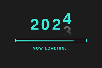 Vector illustration Happy new year 2024 loading celebration