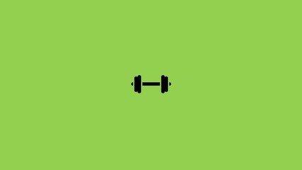 Dumbbells icon animation on green screen, dumbbell or barbell silhouette
