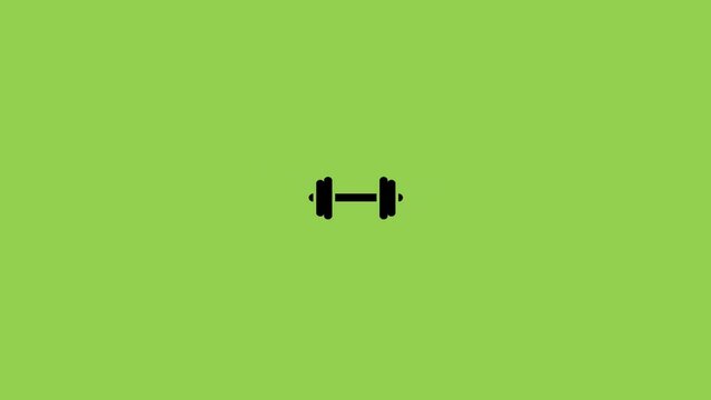 Dumbbells icon animation on green screen, dumbbell or barbell silhouette