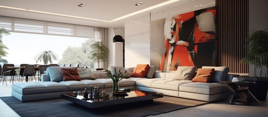 Contemporary interior for living room space.
