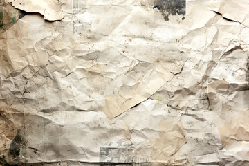 Crumpled Paper . Blank crumpled and creased paper. Overlay, texture background