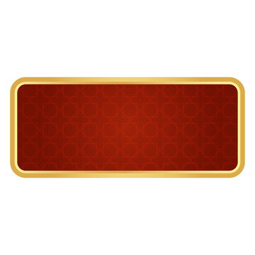 Golden arabic banner islamic frame design with geometric pattern heading box