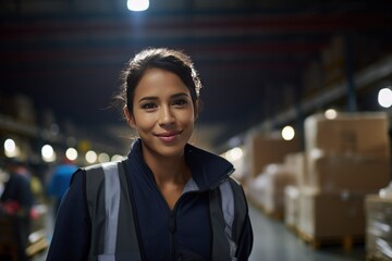 Obraz premium Mexican latin american hispanic warehouse worker in distribution delivery center. Storehouse package supervisor.