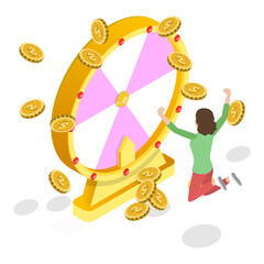 3D Isometric Flat  Set of Lottery Winners. Item 4