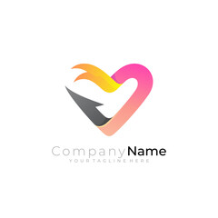 Charity logo design vector, love and ribbon logo community