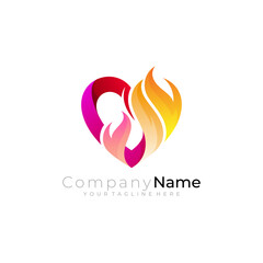 Obraz premium Abstract love logo and fire design combination, social icons