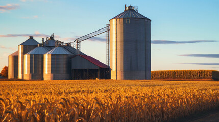 grain silos in the field