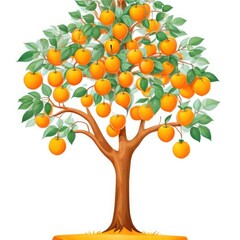 Orange tree isolated on a white background. 3d rendering, 3D illustration. Generative AI.