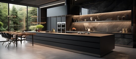 Fototapeta premium This contemporary kitchen exudes style.