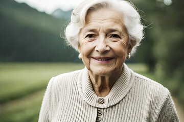 portrait of a senior lady on abstract natural background