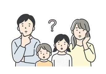 考え事をする親子／上半身