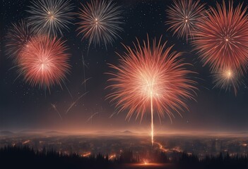 Fototapeta na wymiar colorful firework and sparklers on dark black night texture.