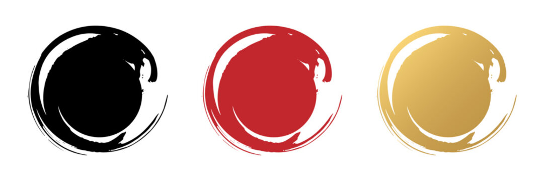 筆で書いた丸のデザイン素材セット