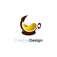 Fototapeta premium Coffee logo and arrow design combination, mug logos