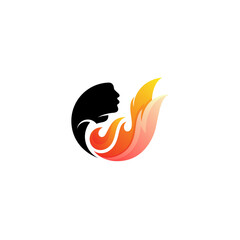 Symbol fire logo and hand design vector, comet design template