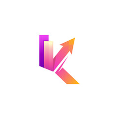 Letter K logo and arrow design combination, 3d colorful