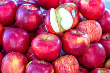 Apples for sale at the market, nutritious fruits good for human health