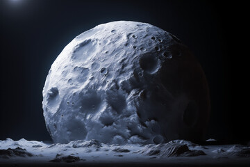 Moon illustration in close up and detail, create using generative AI tools. 