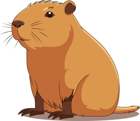 Cute Capybara Cartoon On White Background