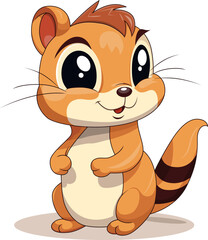Cute Chipmunk Cartoon On White Background