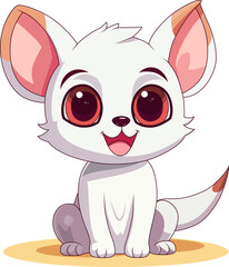 Cute Little Fox Cartoon On White Background