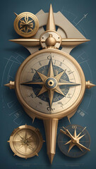 Obraz premium compass rose and compass