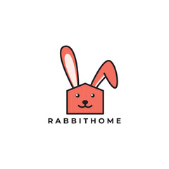 rabbit house pet happy logo vector icon symbol illustration  design