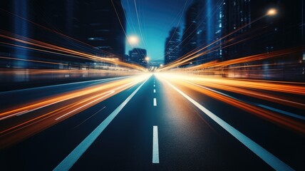 Fototapeta na wymiar Night city street, road, blue light, abstract dark blur background