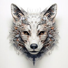 Image of fox face that is a futuristic machine of the future world. Wildlife Animals. Illustration, Generative AI.