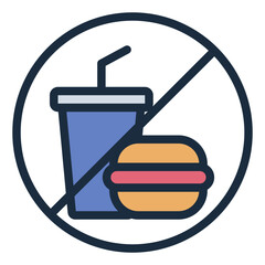No Fast Food filled line icon