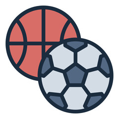 Soccer and Basketball Ball Sports filled line icon