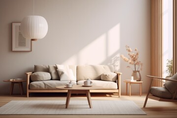 Cozy living room in a modern nordic designed home with plenty of natural light