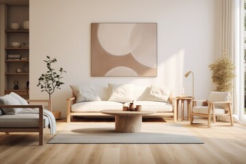 Cozy living room in a modern nordic designed home with plenty of natural light