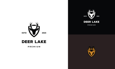 Fototapeta premium set of shield deer logo design icon template