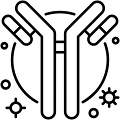Antibody Icon. Antigen Molecule Bond Symbol Stock Illustration. Vector Line Icons For UI Web Design And Presentation
