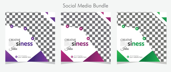 Digital Business Advertising Social Media bundle or Square Business Concept Social Media Post.corporate business bundle with multiple color.
