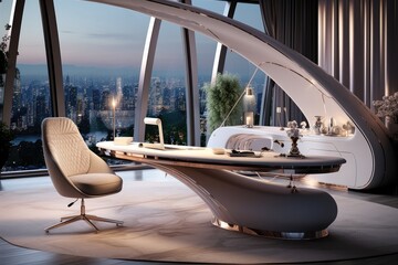 Fototapeta premium Luxury business office desk. premium workplace. Generative AI
