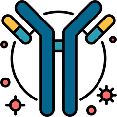 Antibody Icon. Antigen Molecule Bond Symbol Stock Illustration. Vector Filled Line Icons For UI Web Design And Presentation