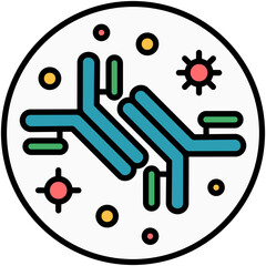 Antibody Icon. Antigen Molecule Bond Symbol Stock Illustration. Vector Filled Line Icons For UI Web Design And Presentation