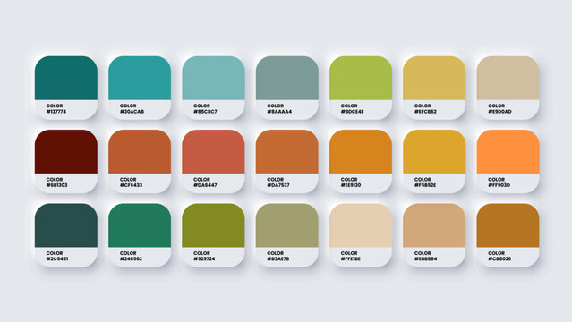 Color Palette, Procreate Color Swatches in RGB, HEX Colors, Bright Colour in HEX Codes Catalog, Paint Color Palette, Colorful Tones Pantone for Digital Art	