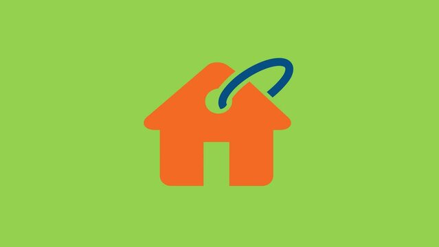 House with price tags animation, home for sale logo icon on green screen background