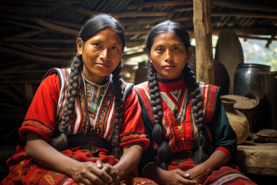 local tribal women in Latin American tribe village