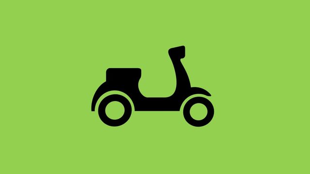 Scooter bike icon animation on green screen background