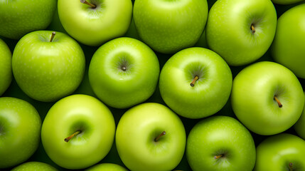 Green apple from top view background