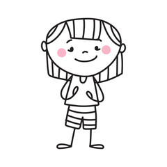 cartoon cute girl avatar doodle icon