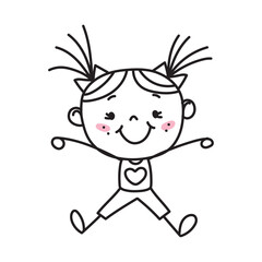 Obraz na płótnie Canvas smiling cute girl doodle icon