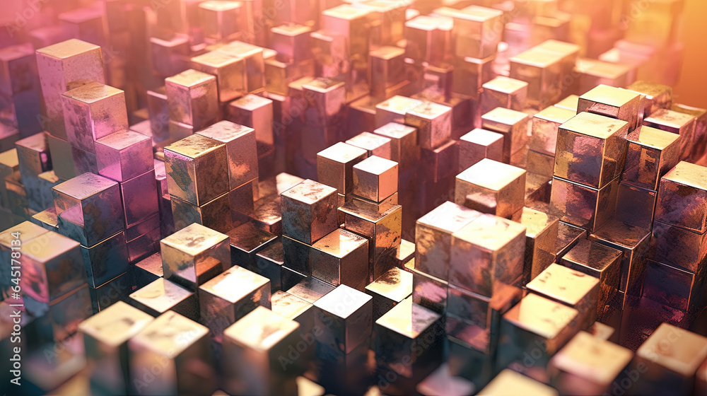 Aufkleber Abstract background with structure of cubes. Colorful cubes texture for technology backdrop