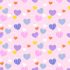 Seamless pattern with hand drawn hearts.
